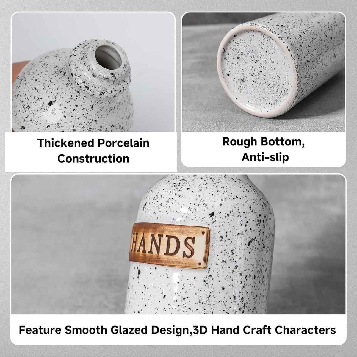 Hand and Dish Dispenser for Kitchen Sink, Ceramic Soap Dispenser Bathroom Countertop, 18 OZ Vintage Handwash Liquid Pump Dispenser for Bathroom Farmhouse Vintage Kitchen Decor