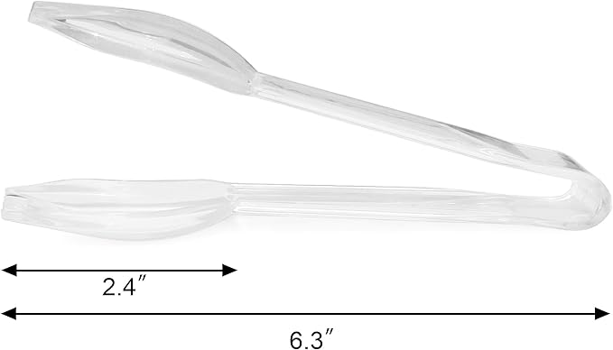 New Star Foodservice 35582 High Heat Plastic, Straight Edge Utility Tong, 6", Clear, Set of 12