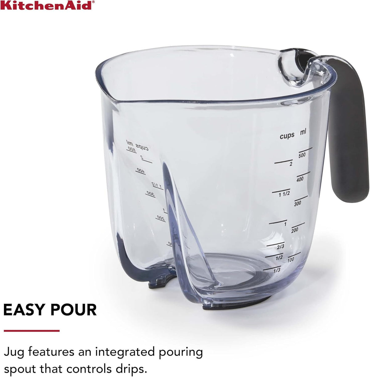 KitchenAid Universal Easy View Angled Measuring Cup, Medium, Clear with Black Handle