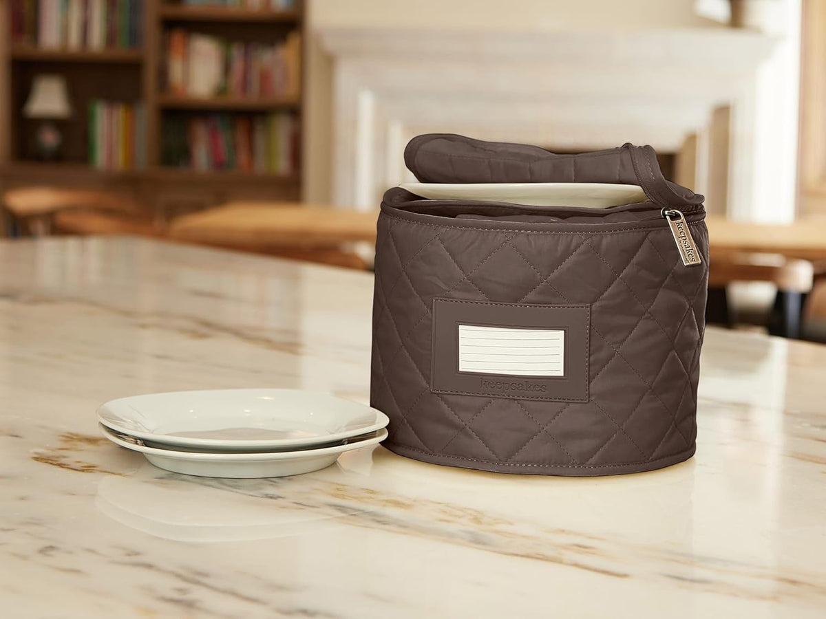 Covermates Keepsakes - Dish Storage - Padded Protection - ID Window - Stain Resistant - Machine Washable - China Storage, Bronze