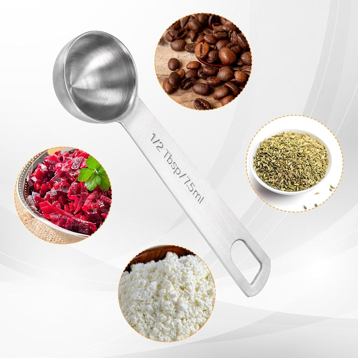 2 PCS Measuring Spoons Tablespoon Measuring Spoon 1/2 Tbsp (1 1/2 tsp | 7.5 ml |7.5 cc| 0.25 oz) Mini Spoons Stainless Steel Measuring Spoons for Kitchen Cooking Spoon(Silver)