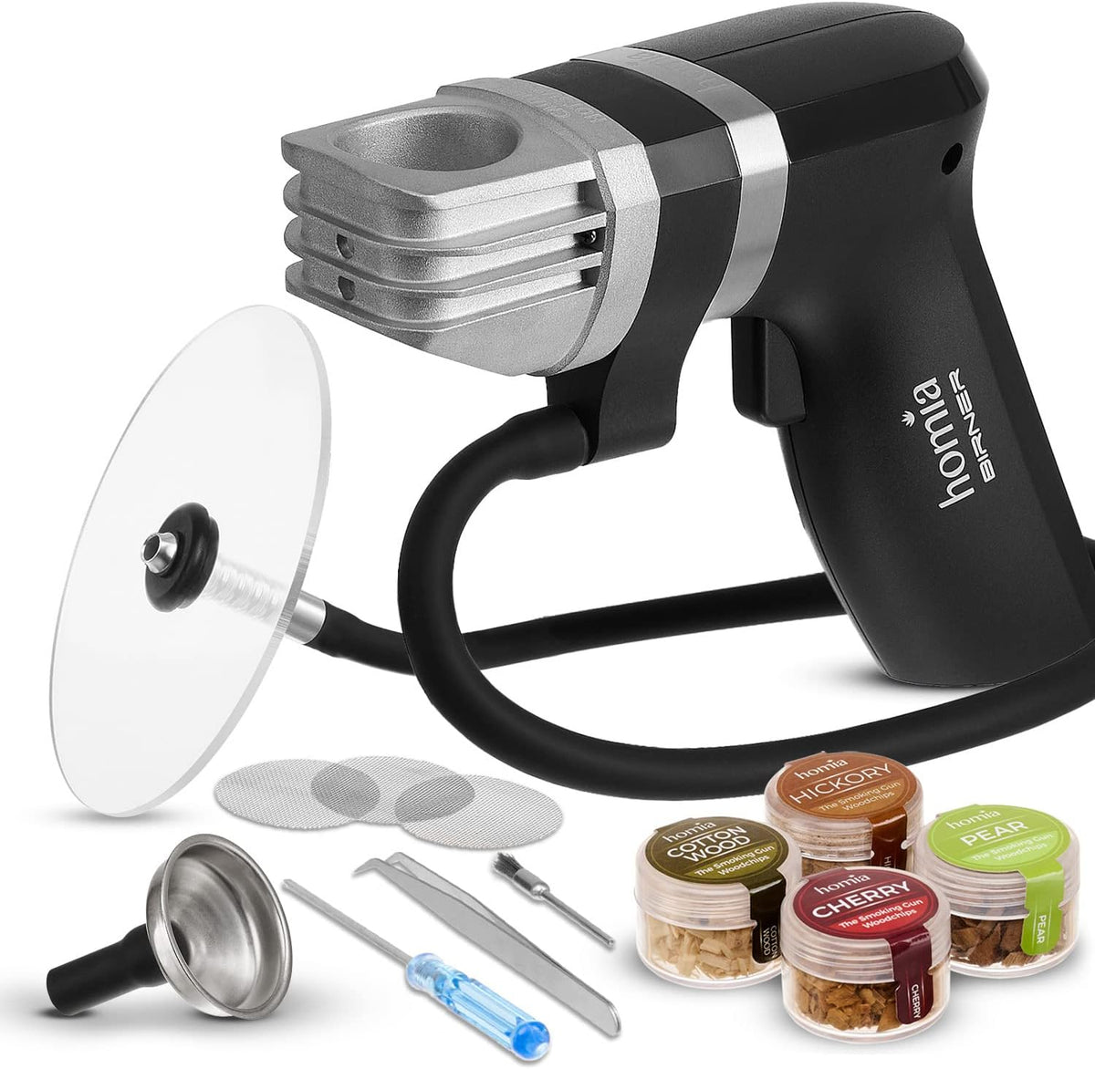 Cocktail Smoker Kit - Whiskey Smoker Kit - Smoke Infuser Birner PRO - Starter Kit, 11 PCS, with Accessories and Wood Chips - Indoor Smoker - Gift for Men