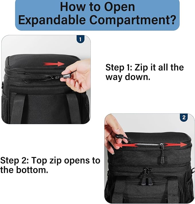 Lunch Box Cooler Bag - Insulated Tactical Lunchbox for Men - Large Lunch Pail for Adults Work Outdoor Shifts Trips Black 25L