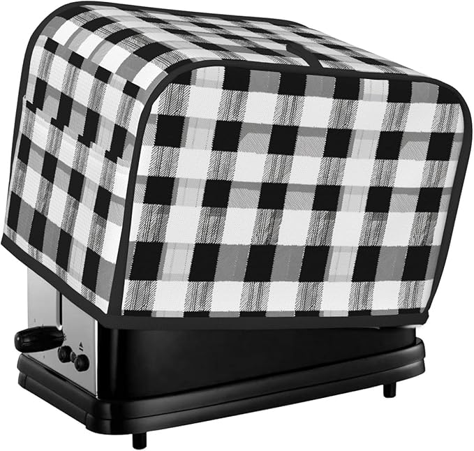 Toaster Cover 2 Slice Black White Plaid Kitchen Small Appliance Covers with Pockets Dust and Fingerprint Protection