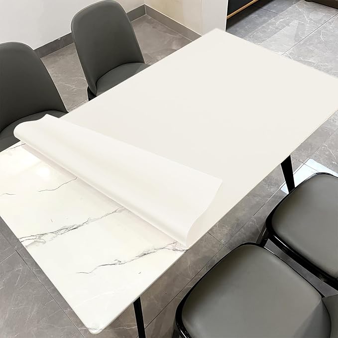 Leather Table Cover,1.8mm Thick,42x66 Inch Table Protector,Table Protector for Dining Room Table,Dining Table Cover,Table Cover Protector,Table Pad,White Table Cover(White+White,42x66)