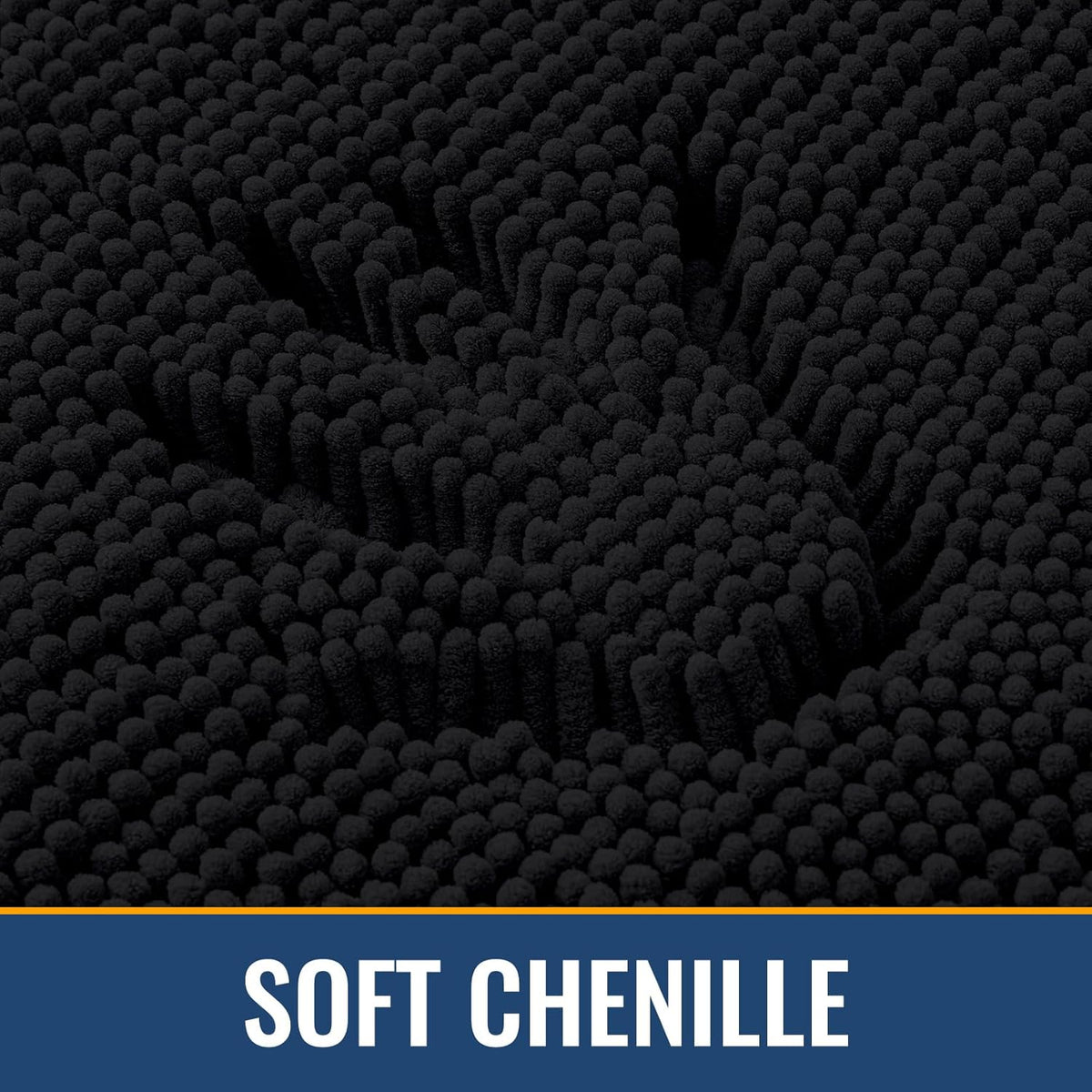 Arotive Bathroom Rugs 34x21, Extra Soft Absorbent Shaggy Chenille Bath Rugs, Machine Washable Rubber Backing Non-Slip Bath Mats for Bathroom Floor Tub and Shower, Home Decor Accessories, Black