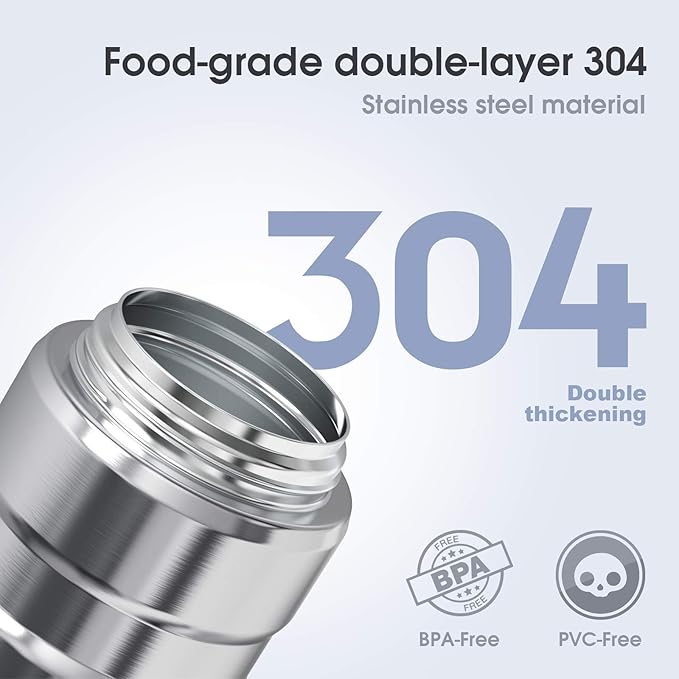 Insulated Food Jar Set – 25.4oz & 17oz Stainless Steel Containers with Folding Spoon and Carrying Bags – Leak-Proof, Keeps Food Hot or Cold for up to 12 Hours – Ideal for Work, School, Travel