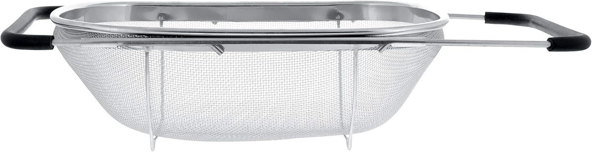 U.S. Kitchen Supply Stainless Steel Colander Strainer - 6-Quart Collapsible Colander with Expandable Rubber Handles - Rectangular Sieve, Fine Mesh Stainless Steel Strainers and Colanders for Kitchen