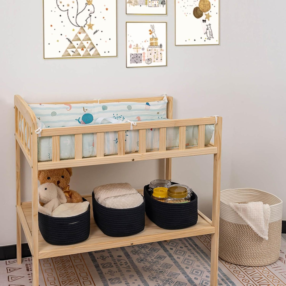 CubesLand Black Baskets Bins for Organizing,Small Woven Storage Baskets for Shelves,Cute Closet Cube Bins Set 3,Baby Nursery Toys Cube Bin,Home Decor Organization Storage