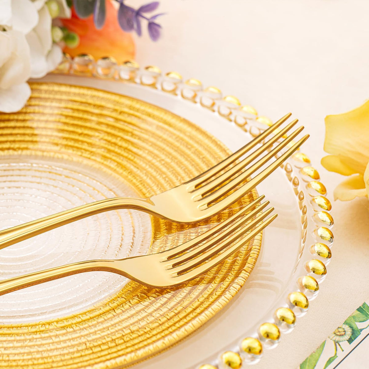 KINGSTONE 20 Piece Teardrop Silverware Set for 4, 18/10 Stainless Steel Flatware Set, Modern Design Cutlery Set for Home/Hotel/Wedding,Mirror Polished and Dishwasher Safe, Gold