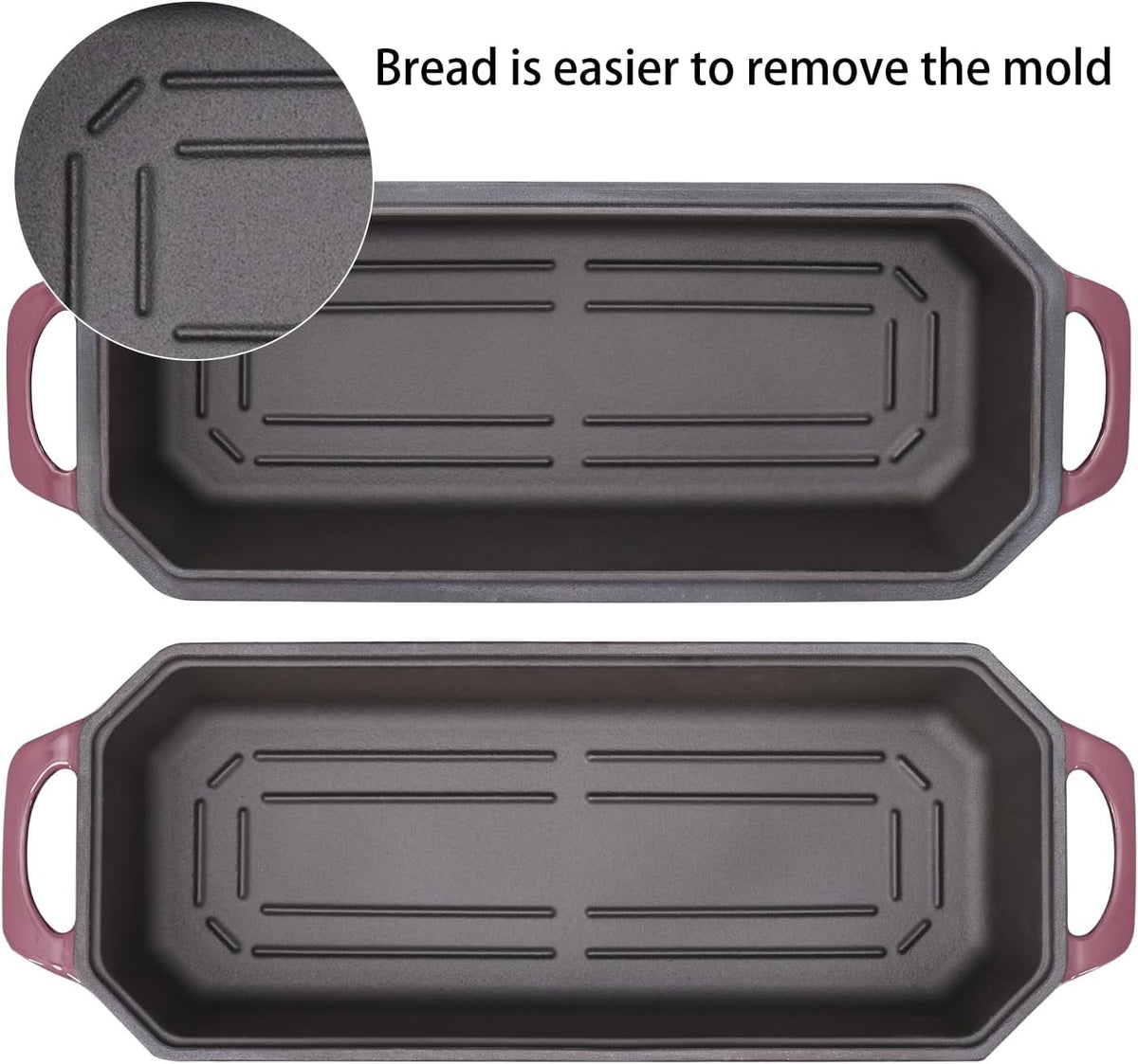 Bread Pan Cast Iron Loaf Pan with Lid Bread Loaf Pan 13x5 Inch Enameled Cast Iron Sourdough Bread Pan,Magenta