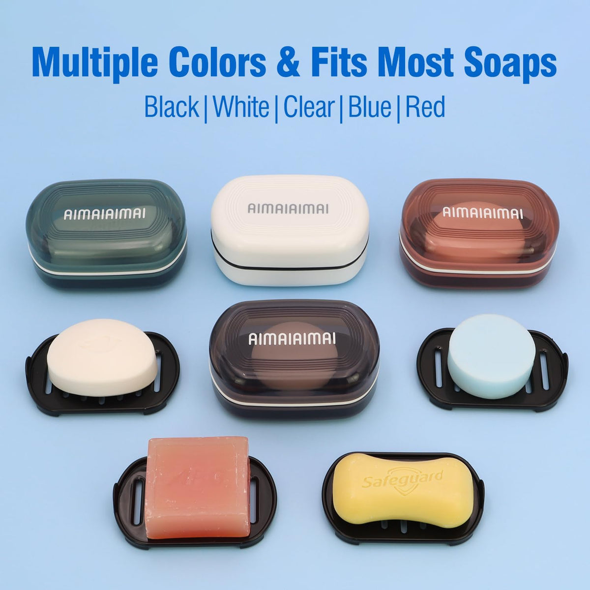Soap Box, Travel Soap Container, Bar Soap Case with Removable Draining Layer - Clear Style A