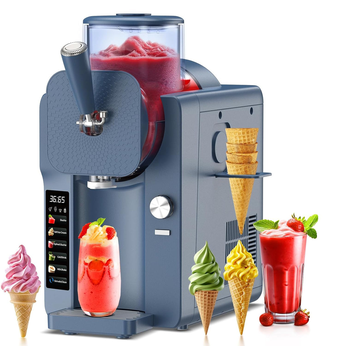 Ice Cream Maker, Slushie Machine for Home, Slushy Machine 70 oz Margarita Machine with 6 Preset Programs for Ice Cream