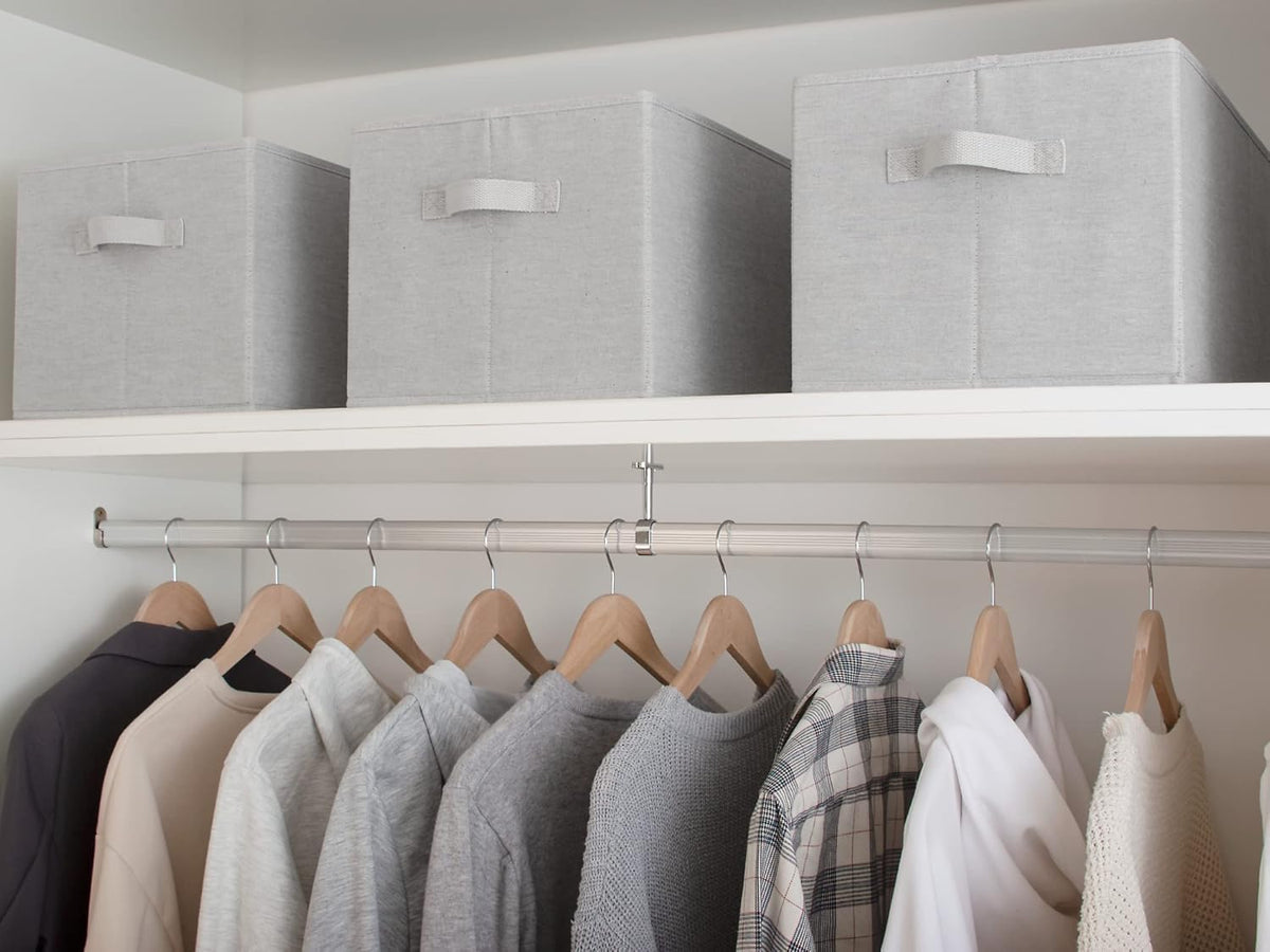 StorageWorks Storage Baskets for Shelves, Foldable Fabric Closet Storage Bins with Handles, Fabric Storage Bins Clothes Organizer, Light Grey, 3-Pack, Extra Large