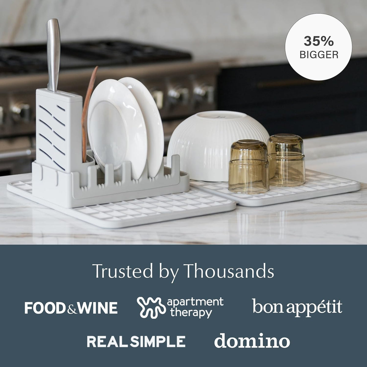 Dorai Home Collapsible Dish Drying Rack and Stone Dish Pad – Large Foldable Drying Rack with Instant - Dry Stone Mat – Space-Saving Drainer for Kitchen Counter - 24.6" x 16.5", Sand