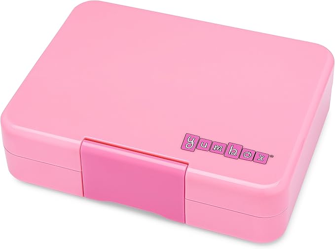 Yumbox Snack Box - 3 Compartment - Leakproof Bento Lunch Box for Kids (Fifi Pink with Rainbow Tray)