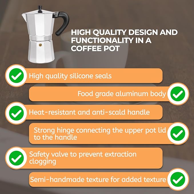 Aluminum 14 Cup 700ml Moka Pot Express Coffee Maker Stovetop Espresso Percolator Coffeemaker Italian Classic Style Brewing Greca Cafe Mocha Machine for Cafeteras Lover Camping Travel and Home Use 24oz