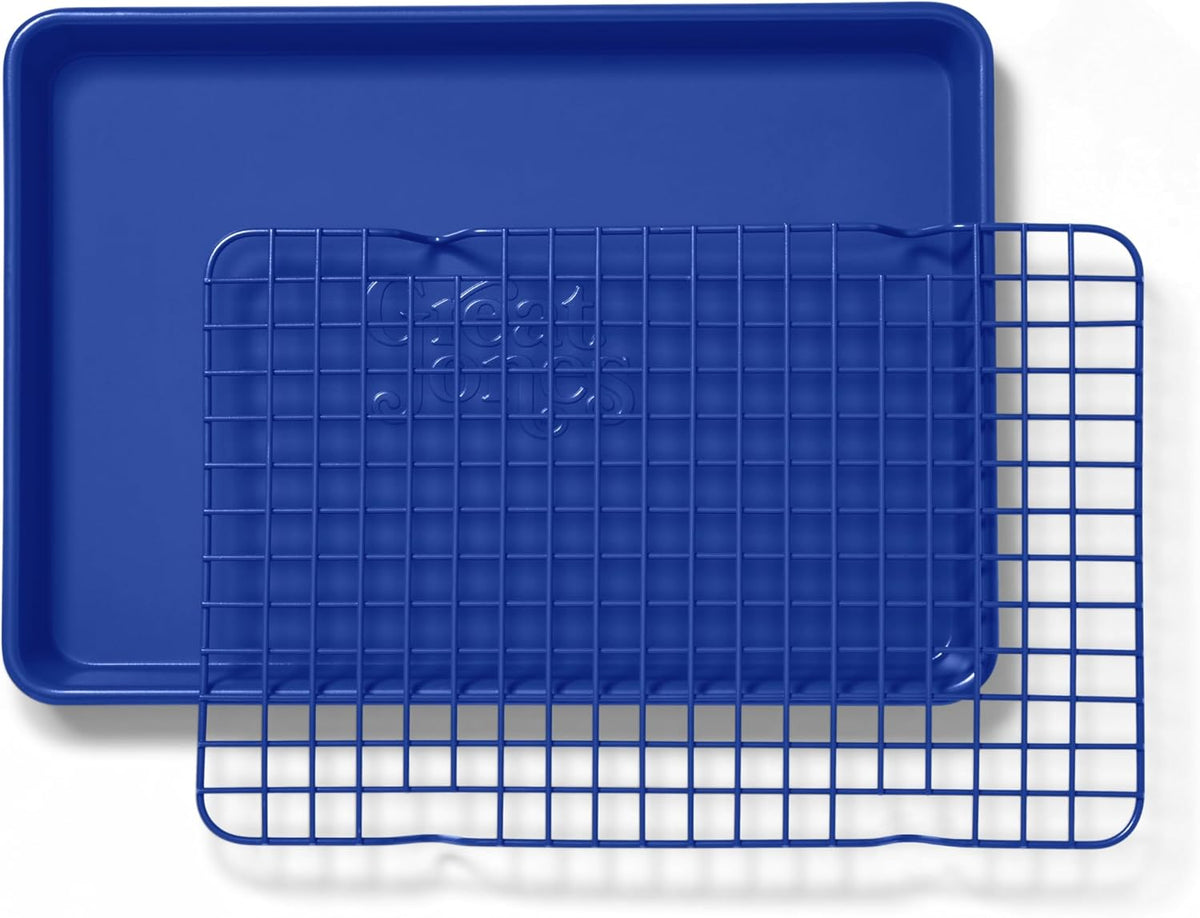 Great Jones Little Chill Wire Cooling Rack (Blueberry) | Nonstick Baking Rack, Heavy-Duty Aluminized Steel | Fits Quarter-Sheet Pans for Cooking and Baking | Oven-Safe 450°F, Dishwasher-Friendly