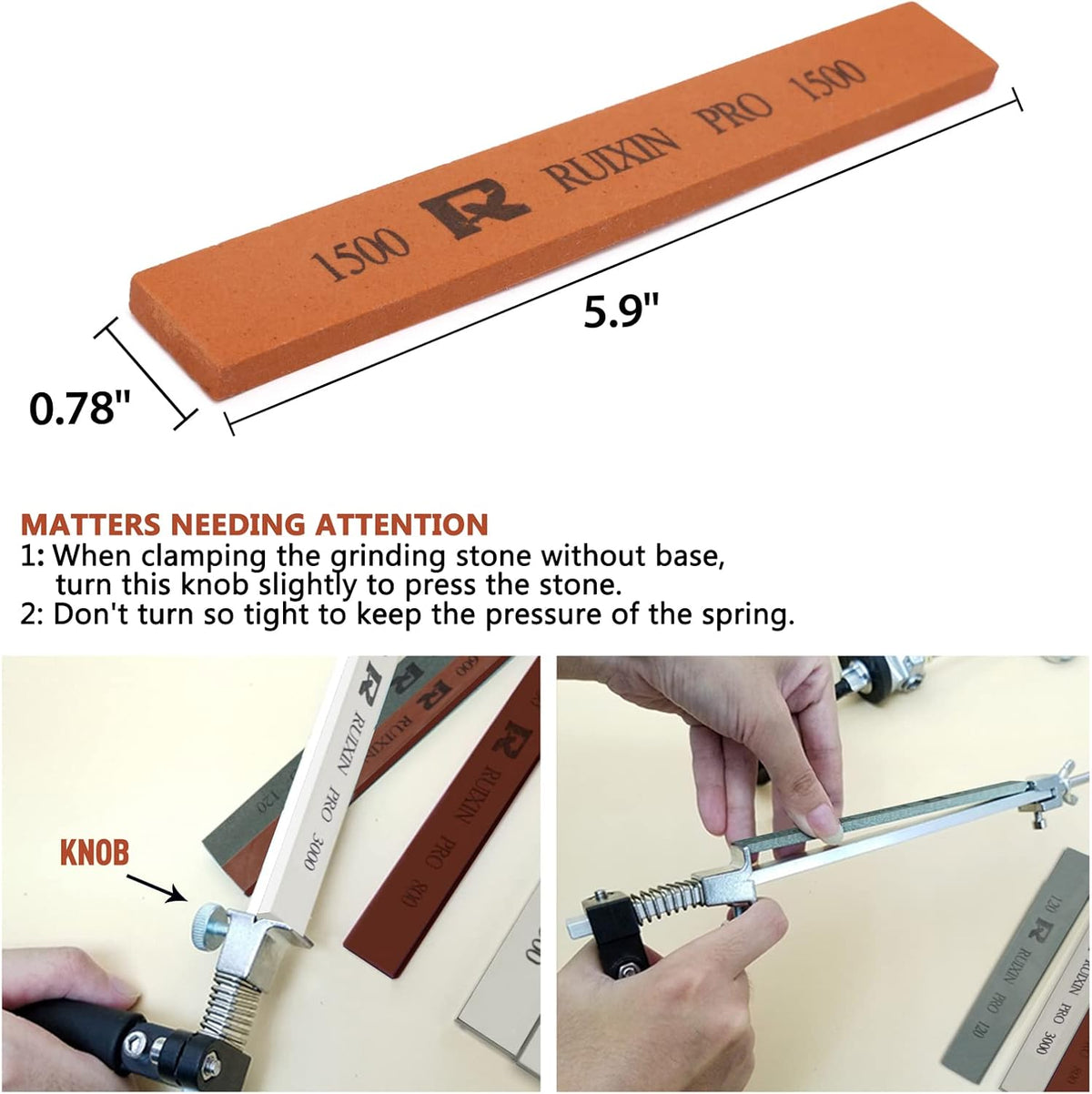 RUIXIN PRO 8 Pcs Knife Sharpening Stones for RUIXIN PRO RX-008 RX-009 Knife Sharpener Fixed-Angle Kit, Professional Whetstone Set Without Base: 180/400/800/1500/2000/3000/5000/10000 Grit