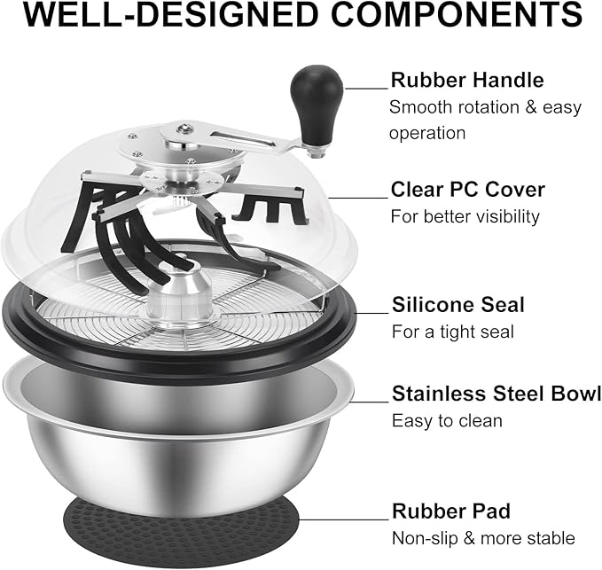 MELONFARM 13 in Bud Leaf Bowl Trimmer, Bowl Trimmer with Switchable Stainless Steel Blades & Clear Visibility Dome, Hand Twist Spin Cutting Bud Trimmer for Buds, Flowers, Hydroponics Plants