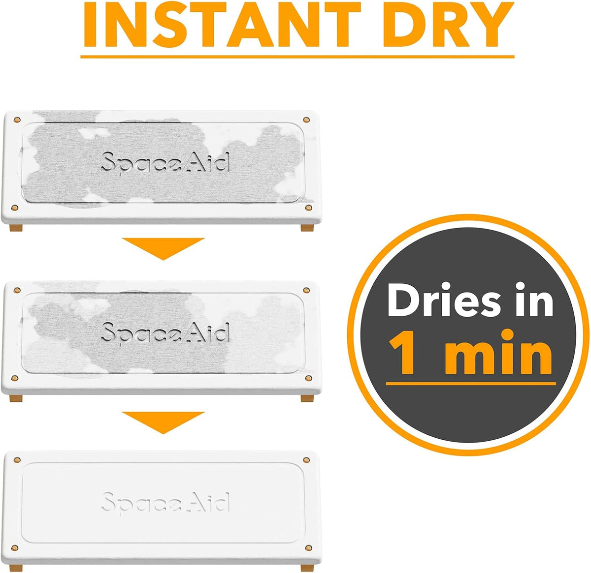 SpaceAid DryingNeat Sink Organizer, Instant Dry Sink Caddy Organizers, Kitchen Sponge Soap Holder Dispenser, Countertop Fast Drying Rack (Bamboo Feet, White)