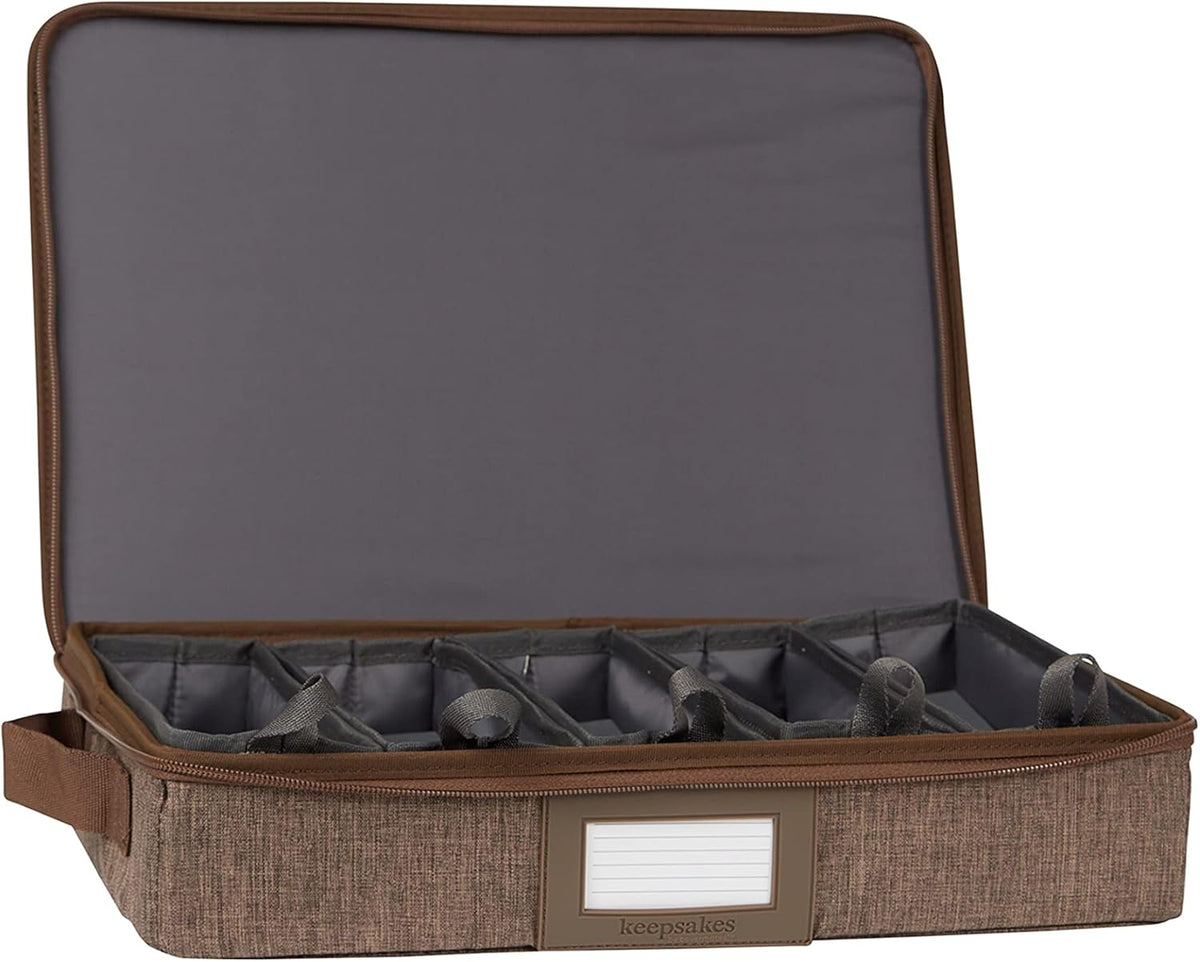 Covermates Keepsakes Flatware Storage Box - Stackable - Reinforced Handles - China Storage, Brown Heather