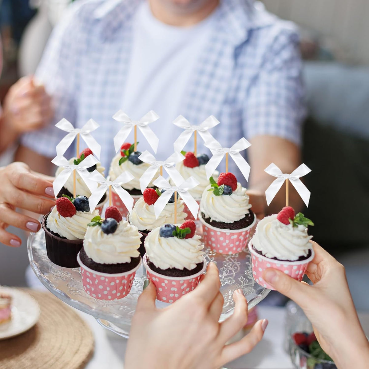 Black Bow Cupcake Toppers, 40 Pcs Bow Cake Topper Birthday Decorations Bowknot Cupcake Picks for Coquette Theme Party Decoration Bachelorette Bridal Engagement Wedding Baby Shower Party Decor