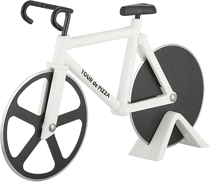 Bicycle Pizza Cutter - TOUR de PIZZA Cutter with Display Stand - White Elephant Gifts, Kitchen Gagdets, Funny Gift Ideas