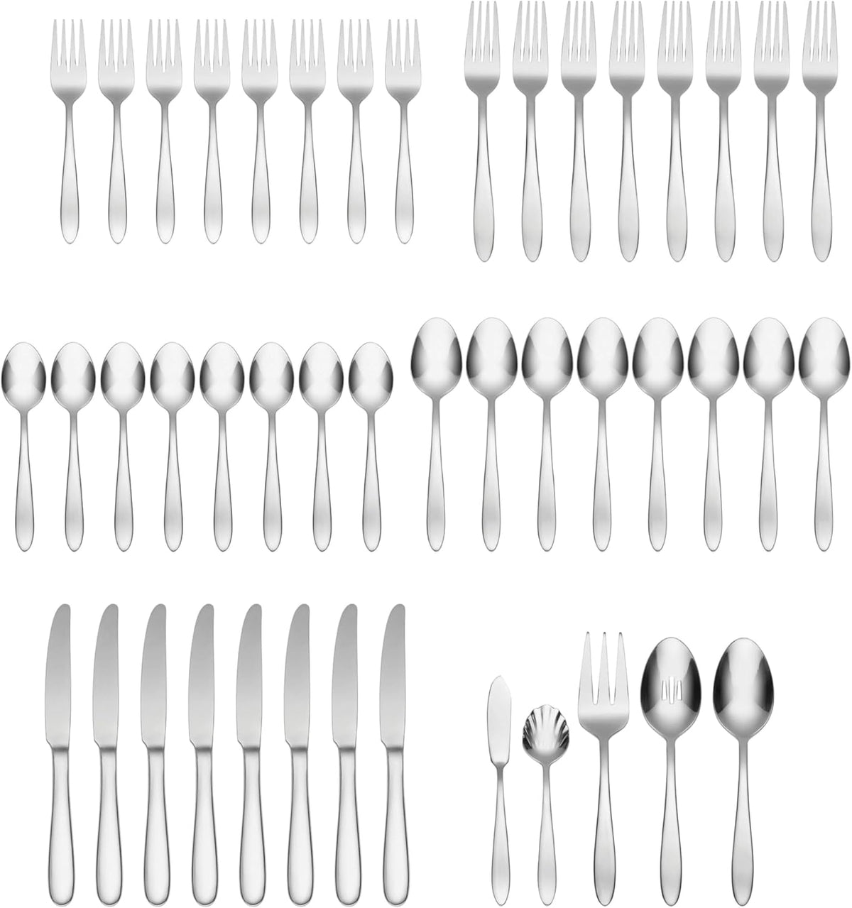 Oneida H037045Awwm Mooncrest 45 Piece Everyday Flatware Set, Service For 8