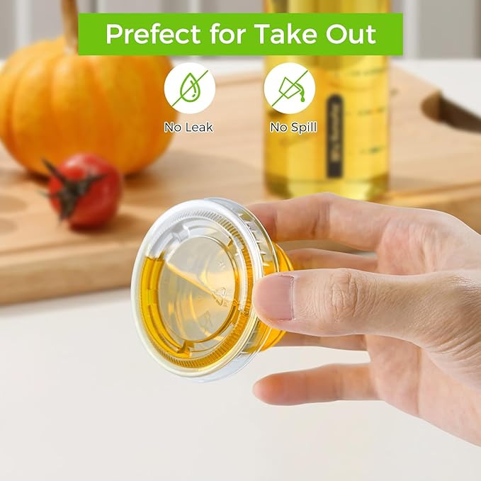 360 Set 2 oz Jello Shot Cups with Lids, Sturdy & Food Safe Disposable Plastic Portion Condiment Dipping Sauce Cups, Small Containers for Salad Dressing