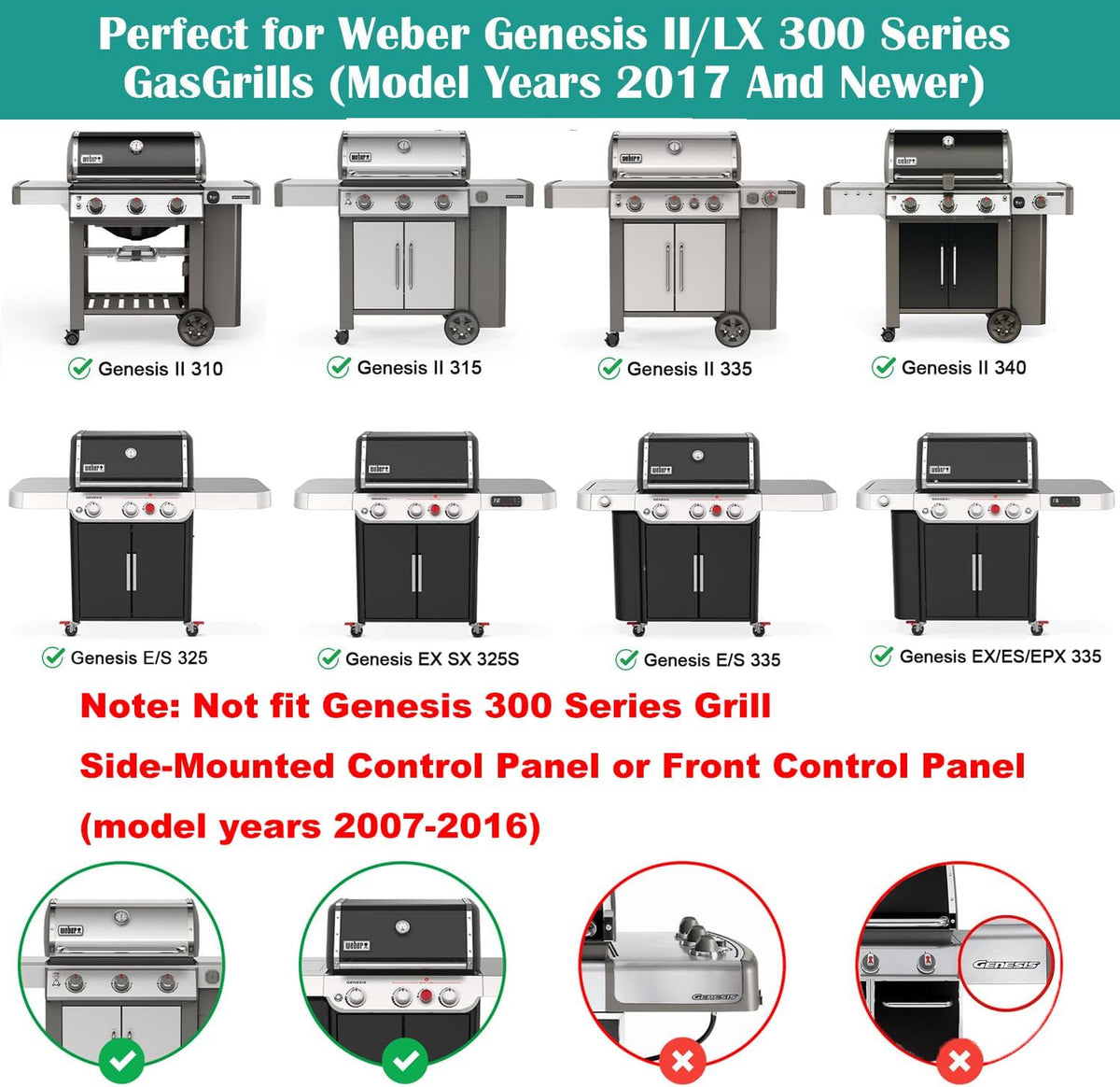 Full-Size Griddle Inserts for Weber Genesis II 300 Series Grill, Flat Top Grill Griddle for Weber GS4 Genesis II E-310/315/325/330/335 S-310/335 and More, Rectangular Griddle Replace for 6788