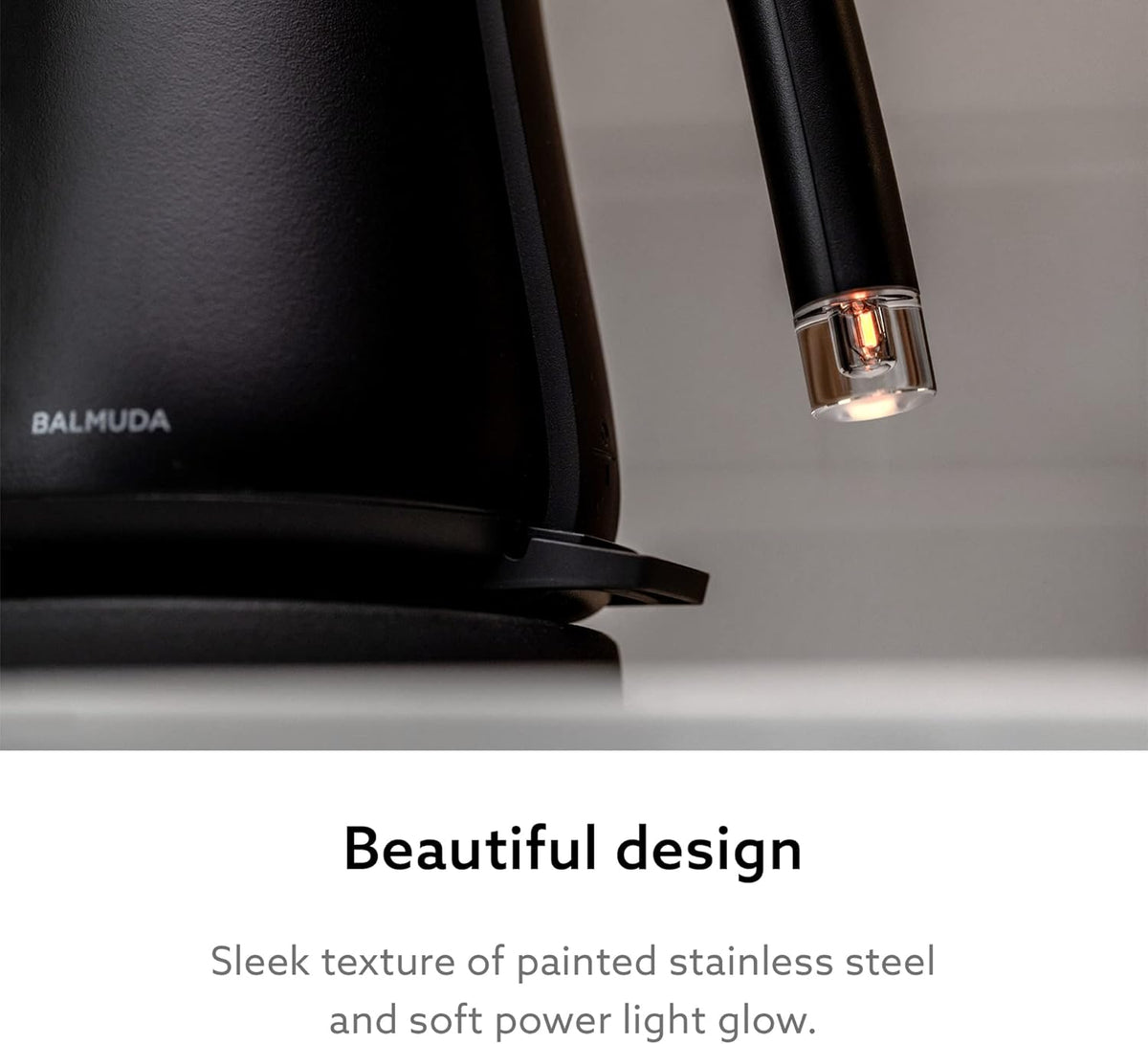 BALMUDA The Kettle | Electric Gooseneck Kettle | Lightweight | Stainless Steel | 0.6L (20fl oz) Capacity | Neon Light Indicator | Perfect for Tea and Coffee | US Version | Black
