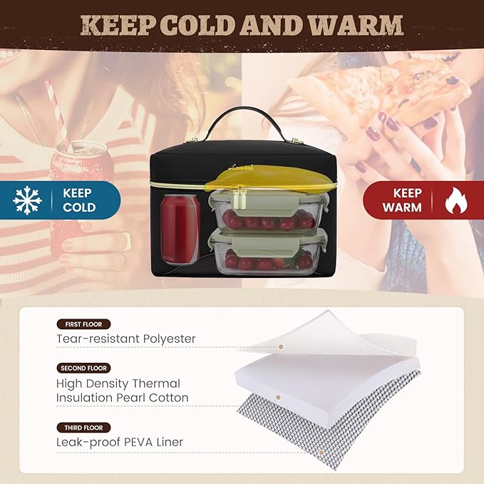 LOVEVOOK Lunch Box for Women,Adult Insulated Lunch Bag for Women,Leakproof Cooler Bag for Office Picnic Hiking Beach,Lunch Tote Bag with Adjustable Shoulder Strap