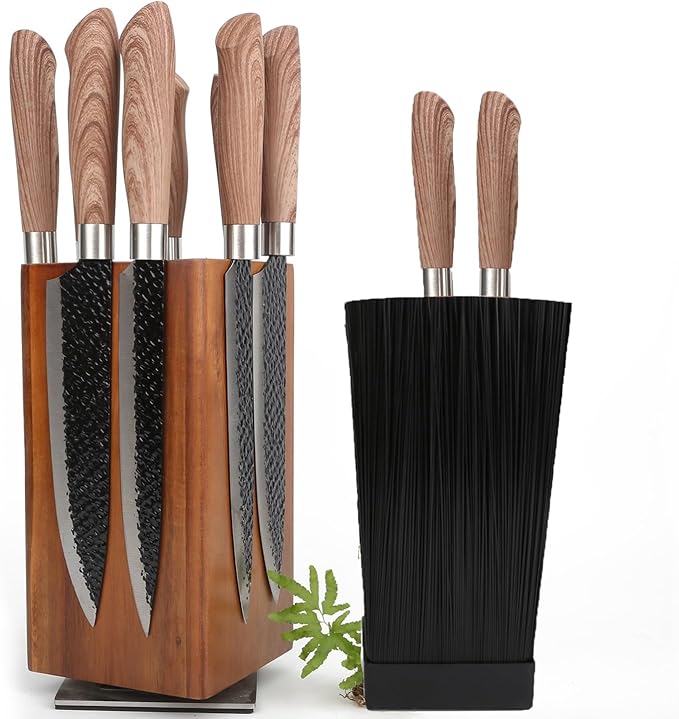 Resafy Magnetic Knife Wooden Block 360 Rotatable Knife Holder Rack Magnetic Stands with Strong Enhanced Magnets Kinves Strip