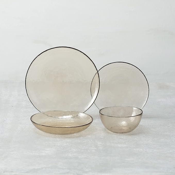 Fortessa Los Cabos Glass Dinnerware Collection, Salad Plate (Set of 4), 8 Inch, Ginger Root