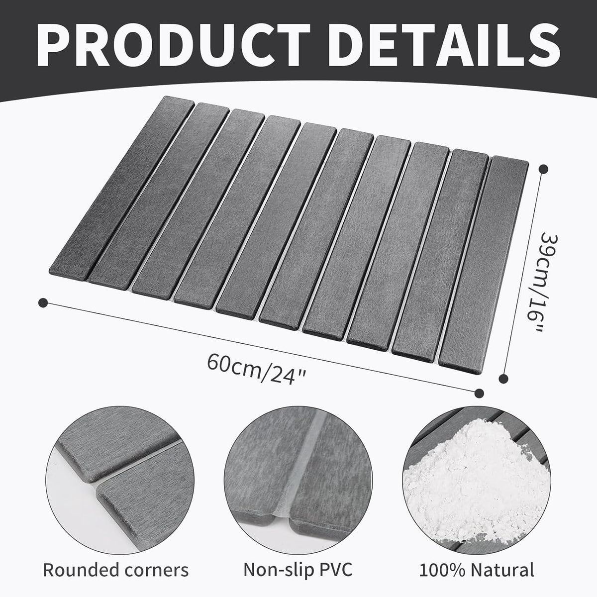 Large Stone Dish Drying Mat for Kitchen Counter, 24" x 16" Stone Drying Mat Foldable Quick Dry Absorbent Diatomaceous Earth Bath Mat Countertop Fast Dry Pad for Kitchen Dishes Bottles Cups Bathroom