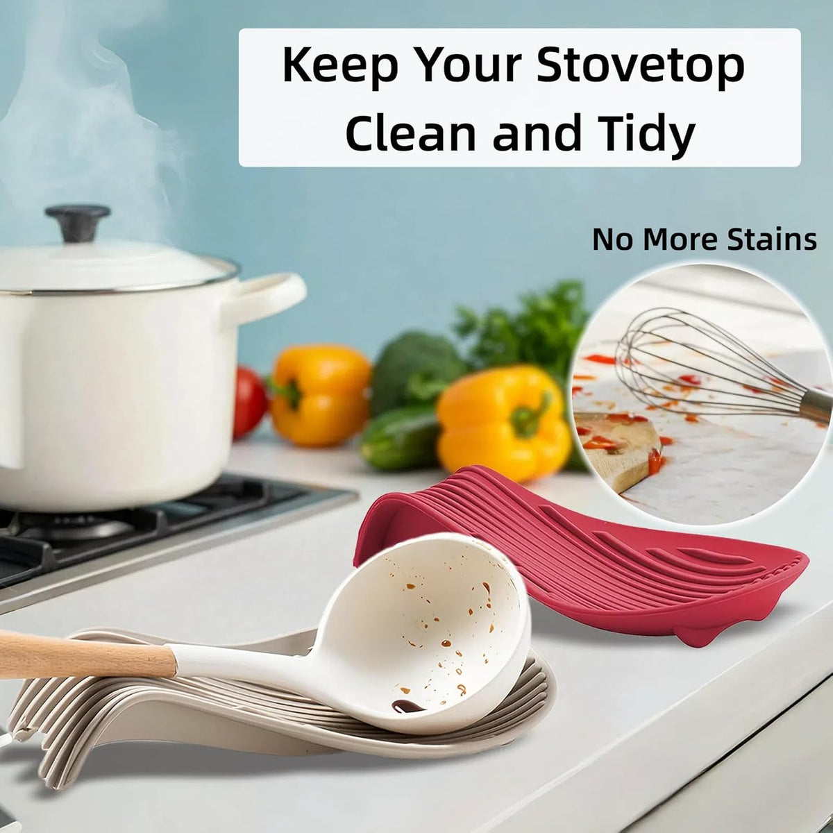 Silicone "Deck Chair" Large Heat-resistant Spoon Rest for Stove Top/Countertop, Reusable Kitchen Cooking Utensil Holder for Spatulas, Ladles, etc., Dishwasher Safe, 9.1*4.2*1.6in (Dark Gray)