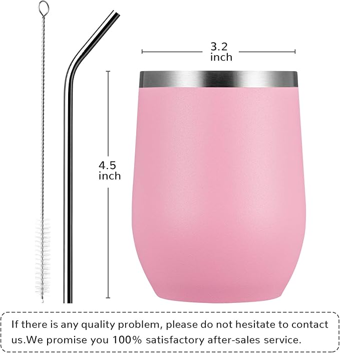 MEWAY 12oz Wine Tumbler Mix Color 12 Pack Bulk Gifts for Women, Vacuum Stainless Steel Travel Mug with Lid,Insulated Stemless Wine Cup Glass for Coffee,Cocktails,Drinks(Mix,Set of 12)