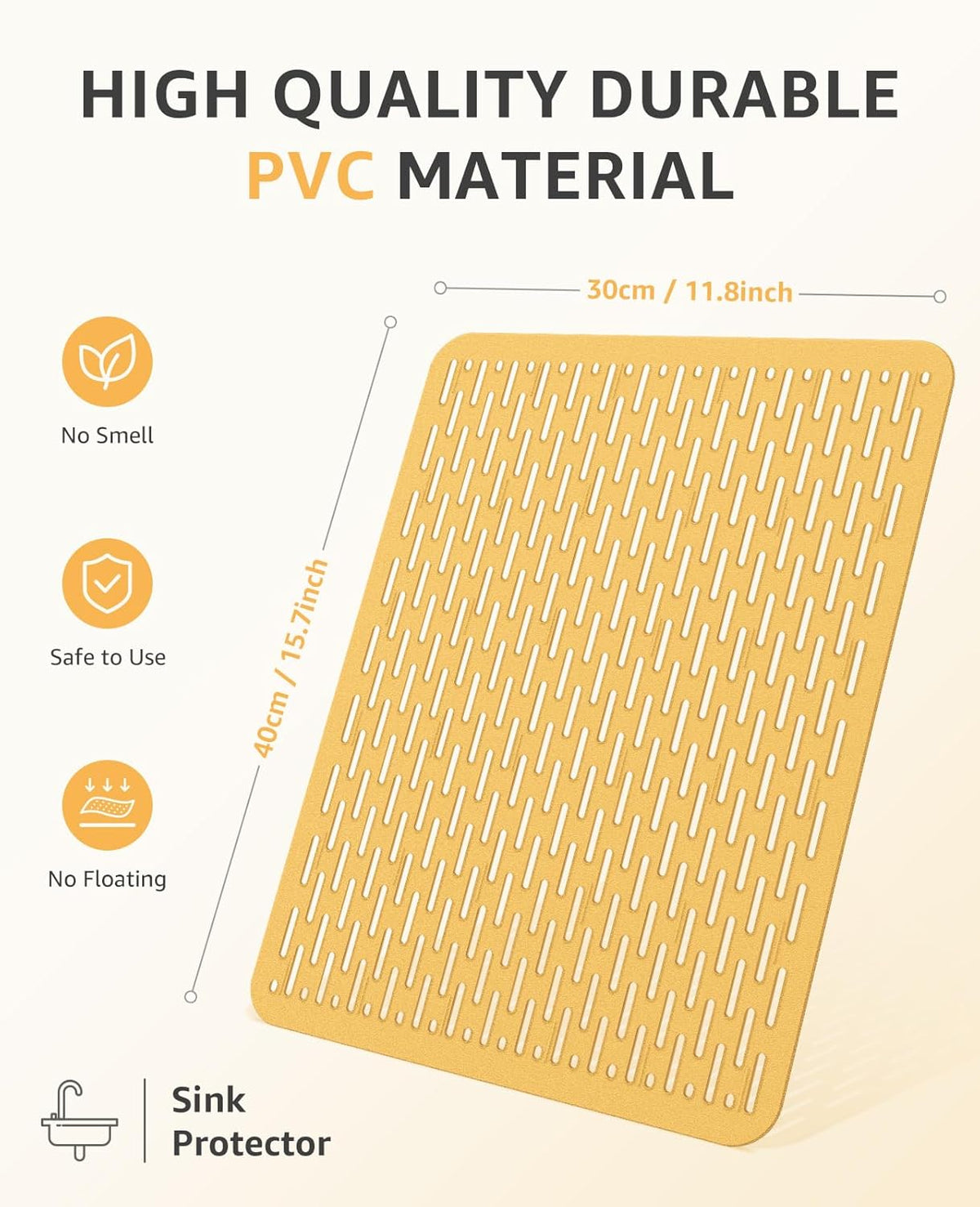 Bligli Mesh Sink Mat, 15.7 x 11.8inch Sink Prtector Mats for Kitchen Sinks, PVC Eco-Friendly Sink Protectors for Bottom of Sink, Fast Draining, Easy Cleaning, Clear Brown