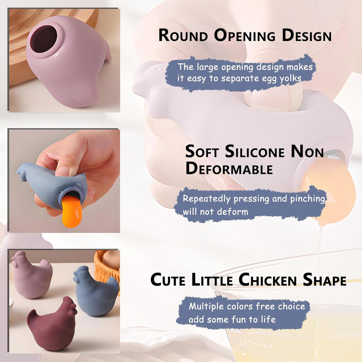 Silicone Egg Yolk Separator - New Egg Separator Tool & Baking Tool for Home Chefs & Cooking,No Mess & Dishwasher Safe (Blue)