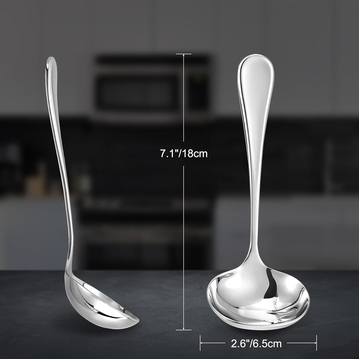 KEAWELL Premium 7.1" Verona Gravy Ladle, 18/10 Stainless Steel, Heavy-Duty with Deep Bowl, High-Polished Finish, Ergonomic Handle for Smooth Pouring, Dishwasher Safe (2, 7.1" Gravy Ladle)