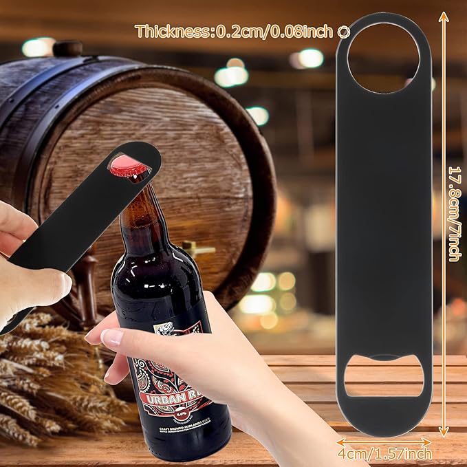 QTLCOHD 20 Pack Flat Bottle Opener 7 Inch Stainless Steel Bottle Openers Bulk Black Beer Bottle Opener Bartender for Kitchen Bar or Restaurant