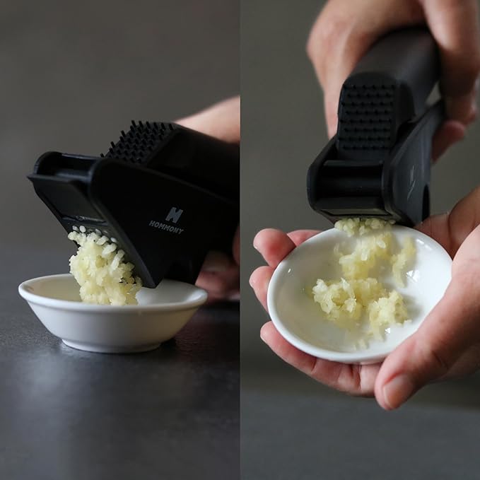 XPress | All-In-One Garlic Press Easy to Use & Clean, Effortlessly Squeeze Garlic Mincer, Durable Nylon Plastic Garlic Crusher, No Peel Needed & No Smelly Fingers