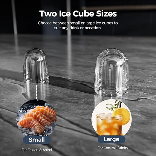 AGLUCKY Ice Makers Countertop with Self-Cleaning, 8 Cubes Ready in 6 Mins, Portable Ice Machine with 2 Sizes Bullet Ice/Ice Scoop/Basket for Home/Kitchen/Office/Bar/Party, Black