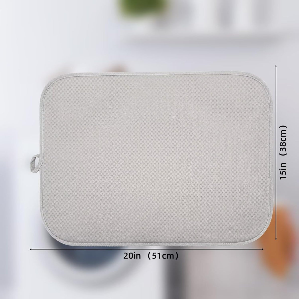 2 Pack Dish Drying Mat, Dish Drying Mats for Kitchen Counter, Microfiber Dish Dryer Mat, Large 20" x 15" Drainer Mats, Highly Absorbent, Machine Washable (Gray)