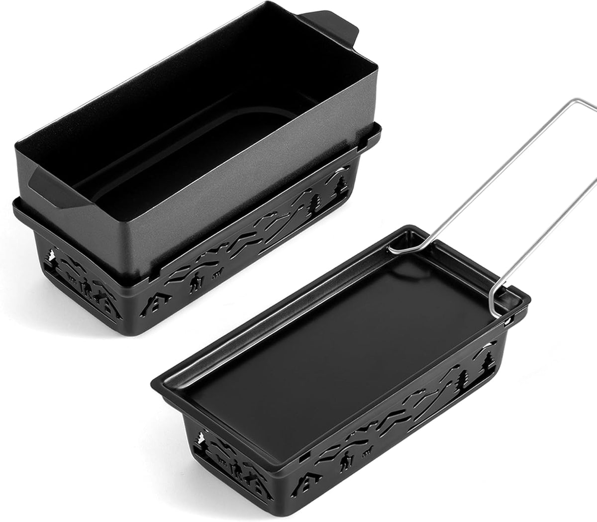 Swissmar Tandem Candle Fondue & Raclette Set - Portable 2-in-1 Tabletop Fondue Pot with Raclette Dish, Forks, Spatula & Tealight Candles