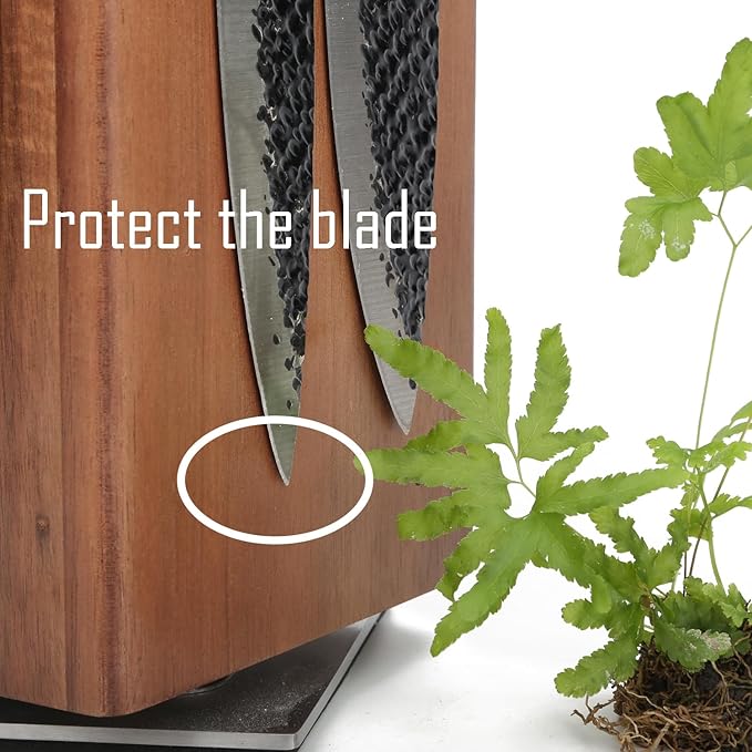 Resafy Magnetic Knife Wooden Block 360 Rotatable Knife Holder Rack Magnetic Stands with Strong Enhanced Magnets Kinves Strip