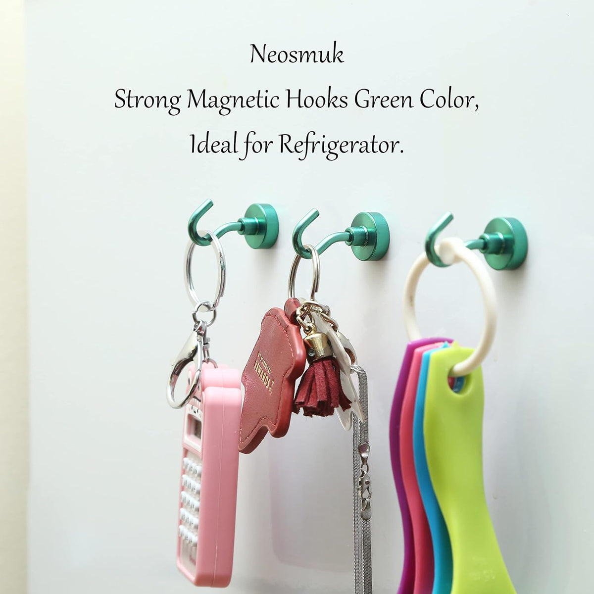 Neosmuk Magnetic Hooks, Cruise Ship Essentials, 30lb+ Heavy Duty Magnetic Hooks for Cruise Cabins, Refrigerator, Grill, Hanging, and Travel | Extra Strong Must-Haves Magnet Hook(Green,Pack of 12)