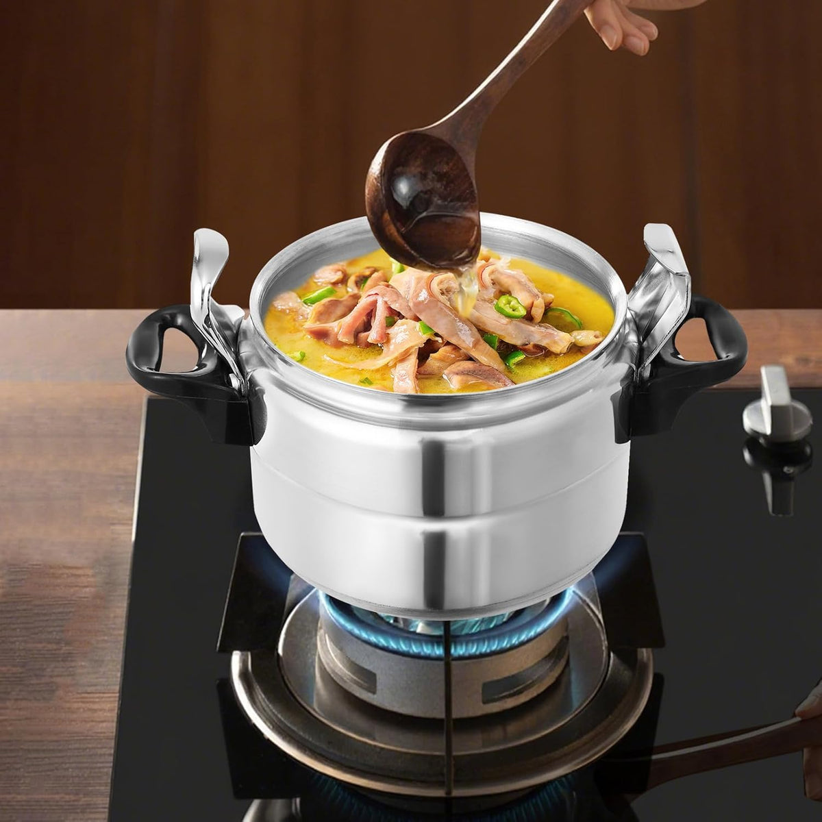 3.17 Quart Pressure Cooker,Small Pressure Canner,Aluminum Pressure Pot For Open Fire,Induction,Electric,Gas Everyday Use Kitchen 35kpa
