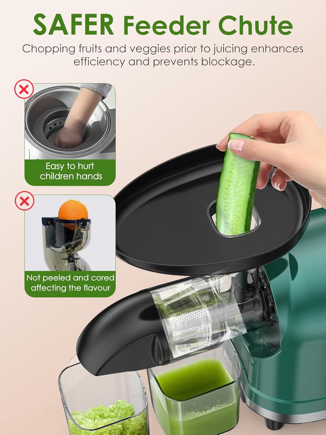 Cold Press Juicer Machine for Fruits & Vegetables, Masticating Juicer, Wheatgrass Celery Juicer with 200W Quiet Motor Reverse Function, High Juice Yield Slow Juice Extractor BPA-Free Easy to Clean